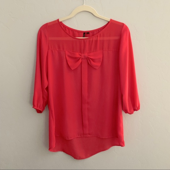HeartSoul Coral Bow Top - Picture 1 of 3